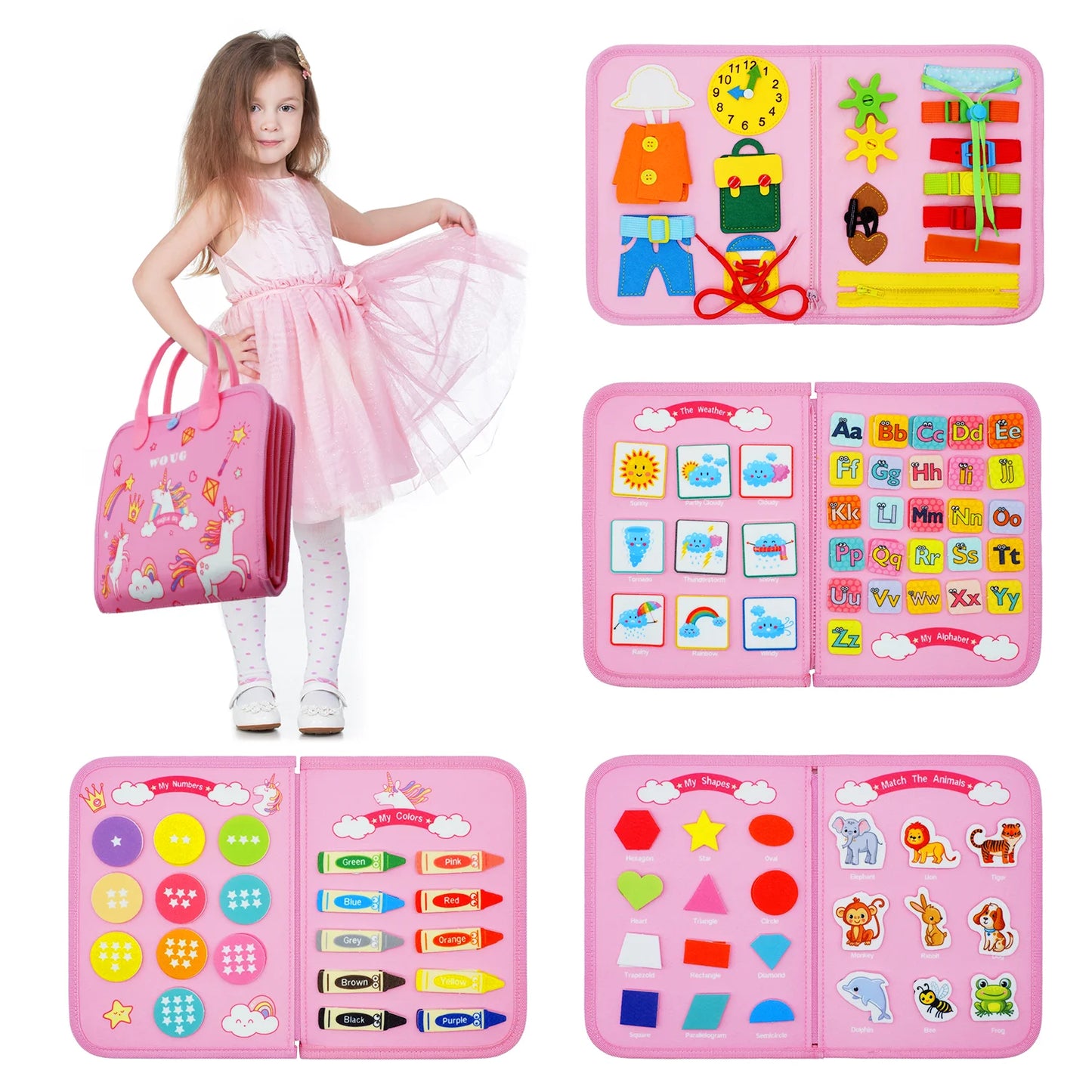 Busy Board Montessori Toys for Toddler Busy Book Sensory Preshool Early Education Learning Fine Motor Skills Toys for Children