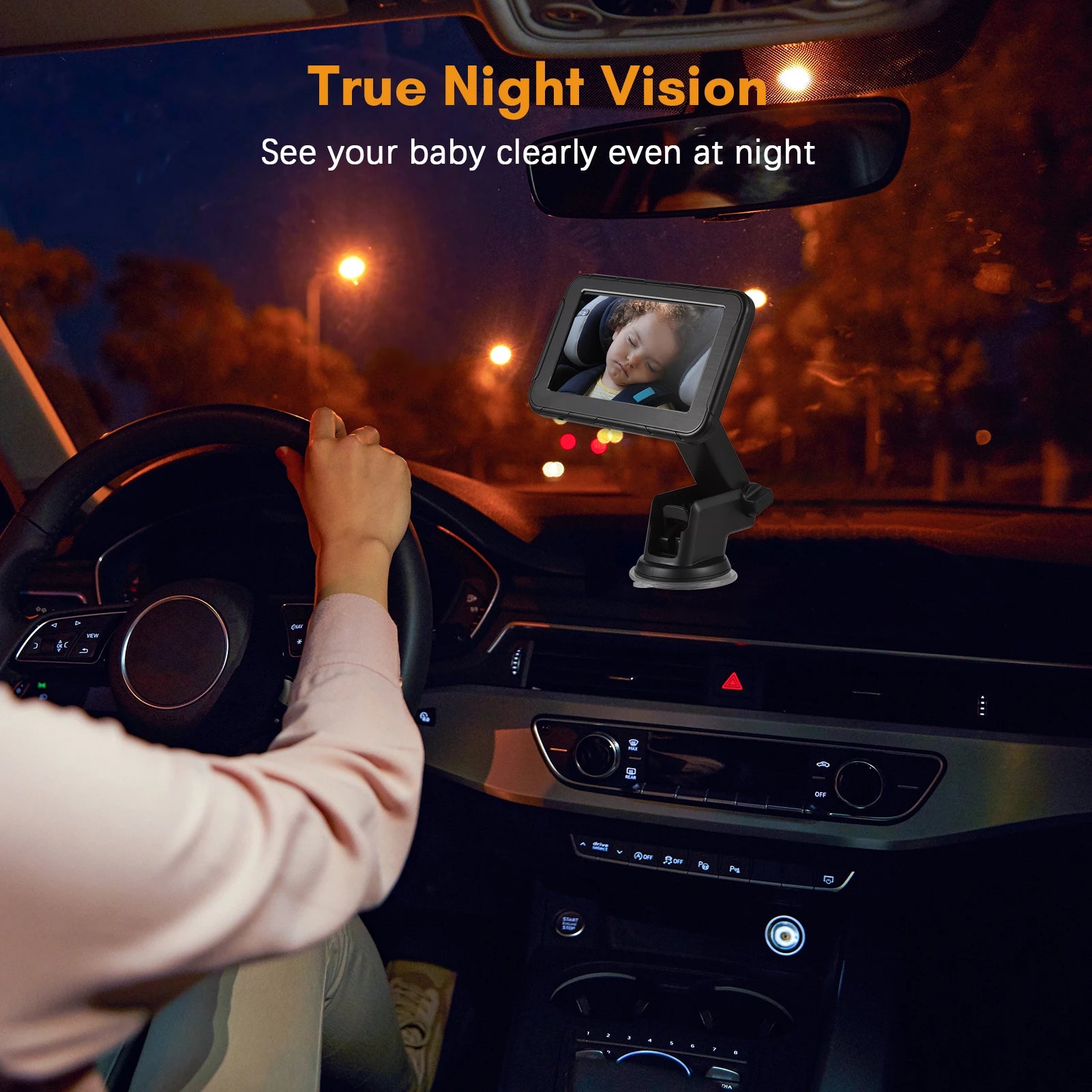 Baby Car Monitor 1080P High Definition Monitor Camera for Baby Rear Facing Seat 150° Wide View Night Vision Car Mirror Camera