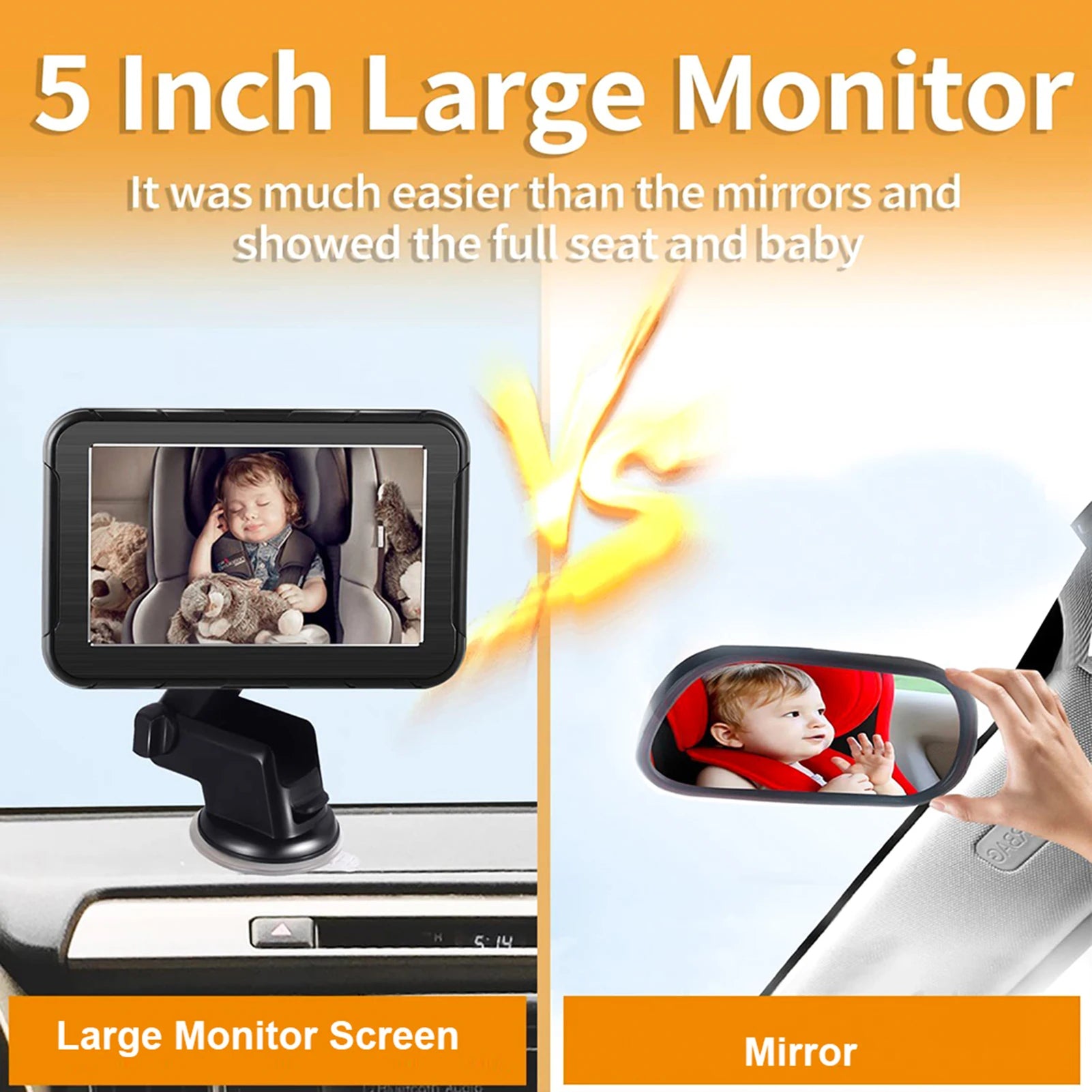 Baby Car Monitor 1080P High Definition Monitor Camera for Baby Rear Facing Seat 150° Wide View Night Vision Car Mirror Camera