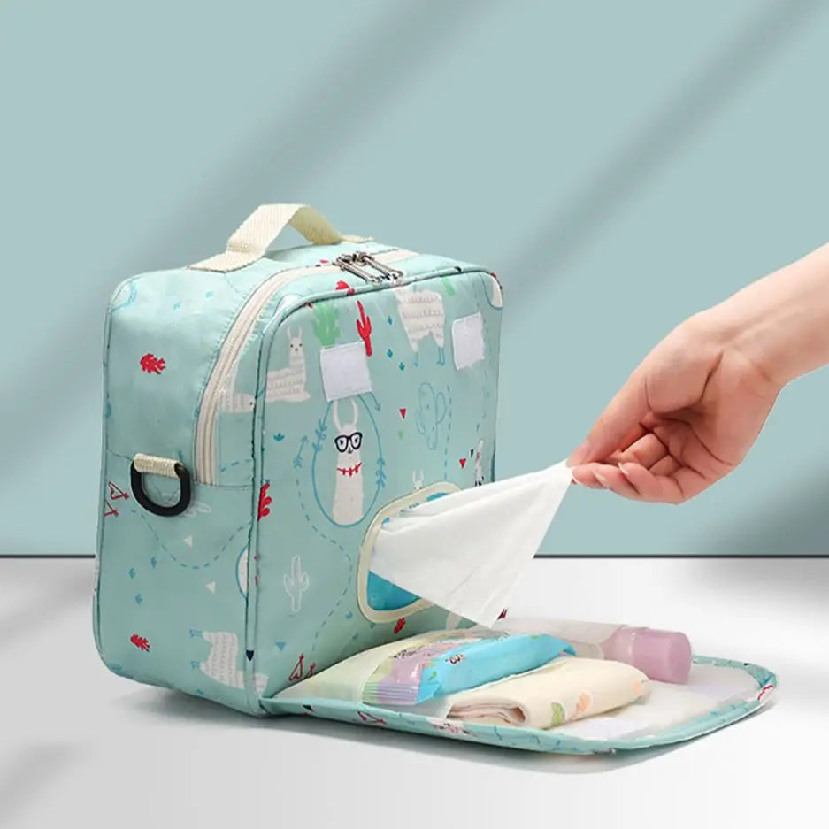 Baby Diaper Bags Portable Handbag Reusable Waterproof Wet/Dry Cloth Mommy Shoulder Bag Baby Bottles Nappy Storage for Carrying