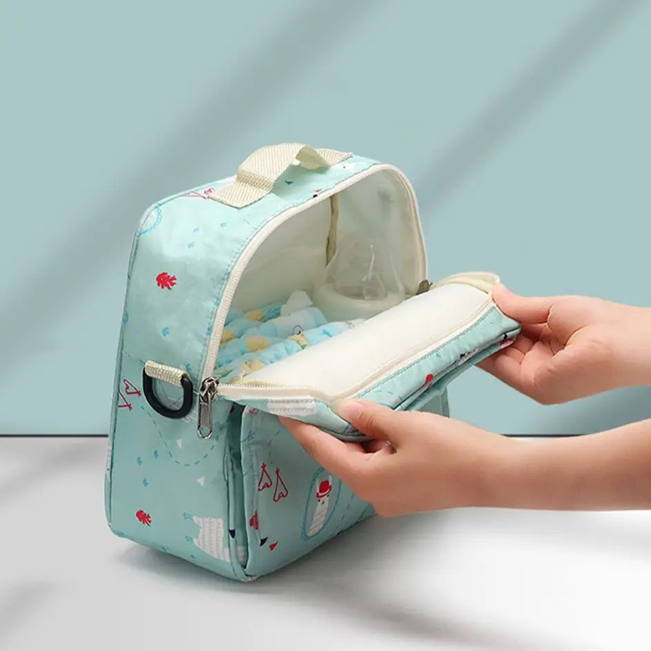 Baby Diaper Bags Portable Handbag Reusable Waterproof Wet/Dry Cloth Mommy Shoulder Bag Baby Bottles Nappy Storage for Carrying
