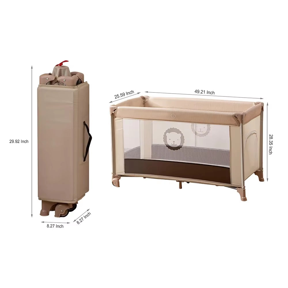 Angku-Foldable Portable Baby Crib, Multifunction Bedside Bassinet for Babies and Toddlers, Playpen Indoor Outdoor Game