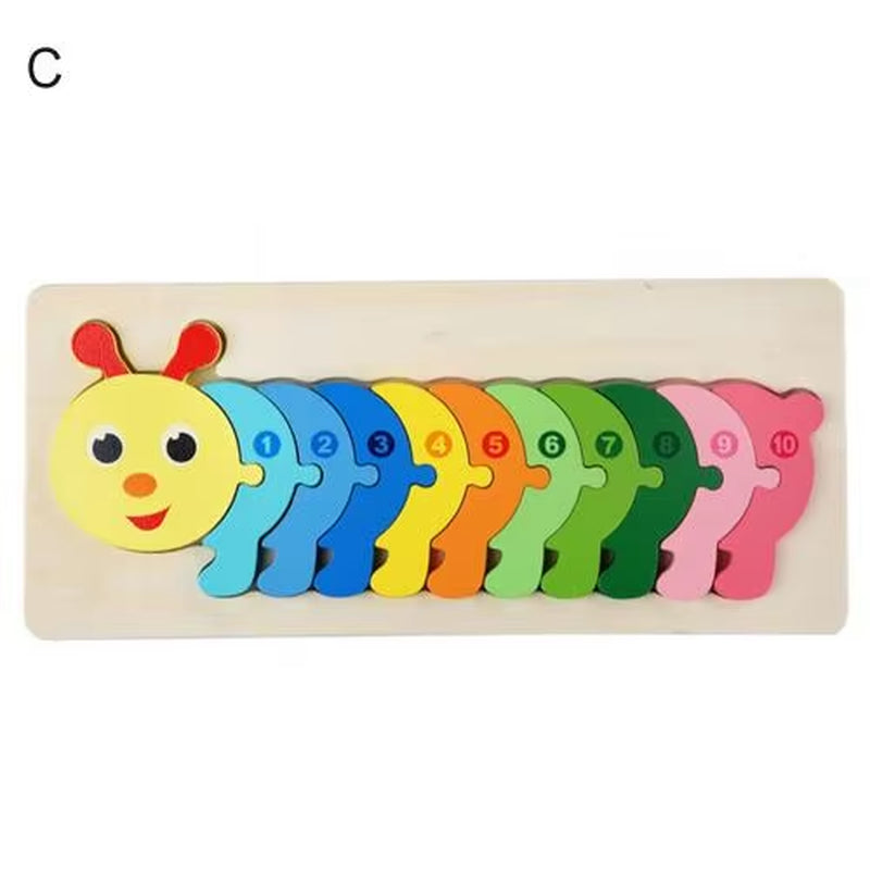 Wooden Puzzle Toy Lovely 3D Dinosaur Giraffe Animal Number Jigsaw for Children Kids Montessori Educational Toy