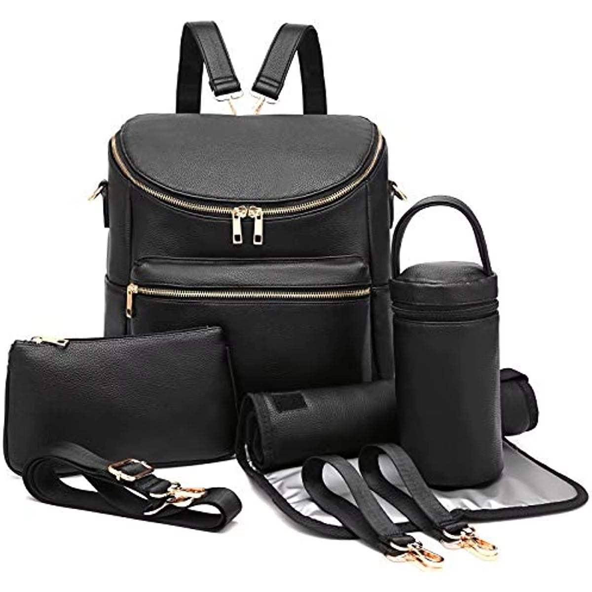 2022 New Fashion Mommy Bag Pu Leather Diaper Backpack Bag with Changing Pad Baby Organizer Baby Nappy Bag Mummy Daddy Backpack