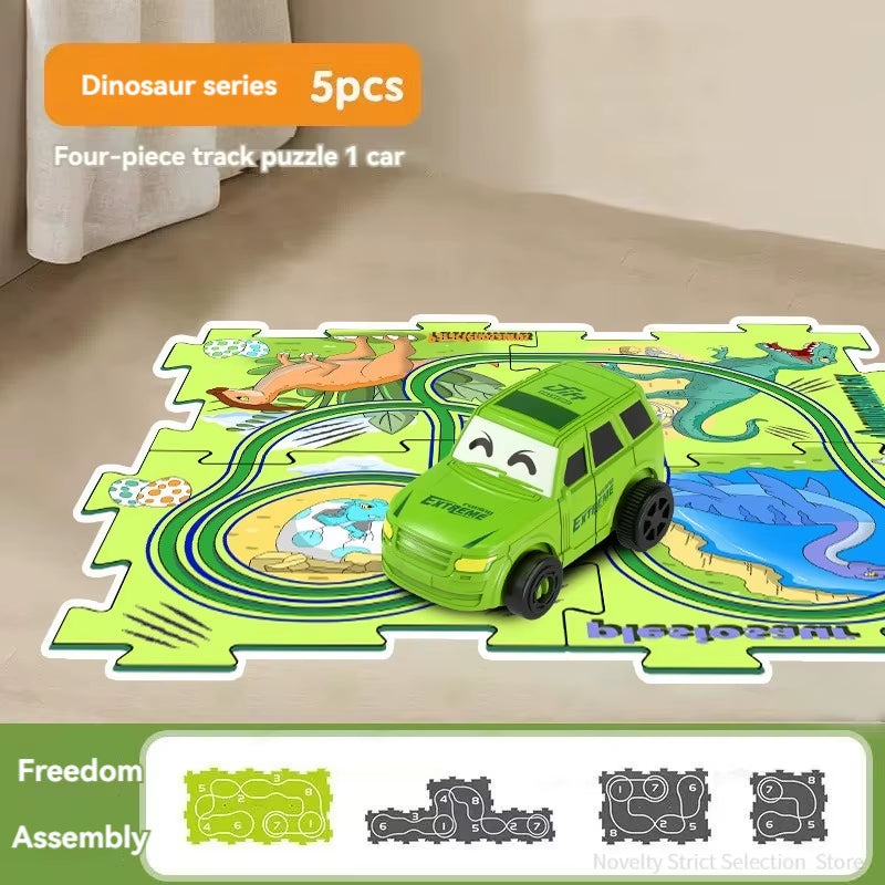 Puzzel Toy Set Rail Car DIY Assemble Jigsaw Flexible Railway Track Parent-Child Interaction Toy Electric Car Puzzle Toys Gifts