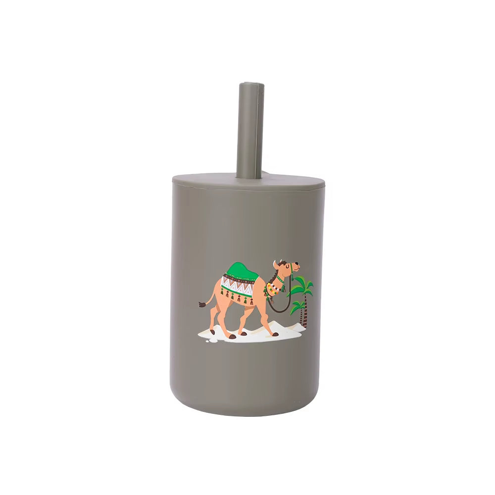 TYRY.HU 1Pc Baby Feeding Straw Cup Baby Cartoon Learning Feeding Cup Food Grade Silicone Toddler Water Bottle Tableware BPA Free